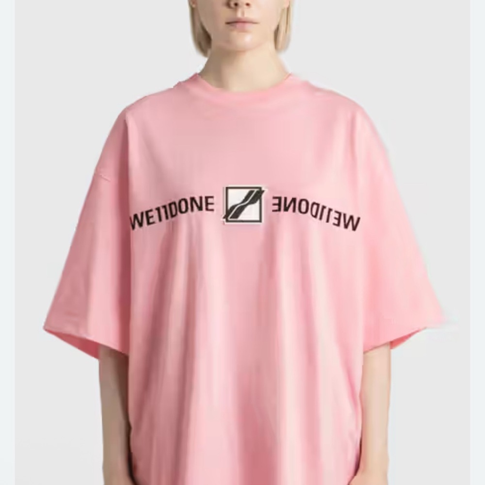 WE11DONE PINK Patched Mirror T-Shirt Size S